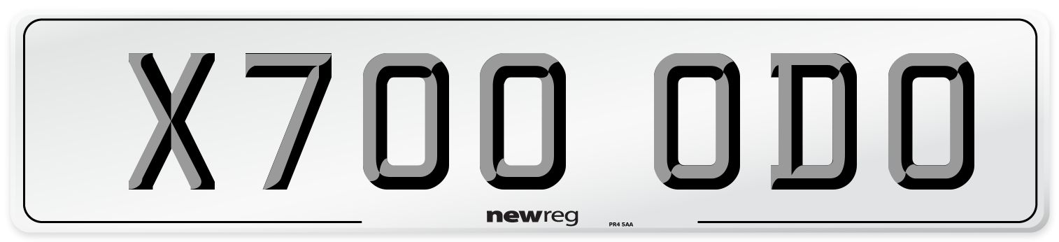X700 ODO Number Plate from New Reg